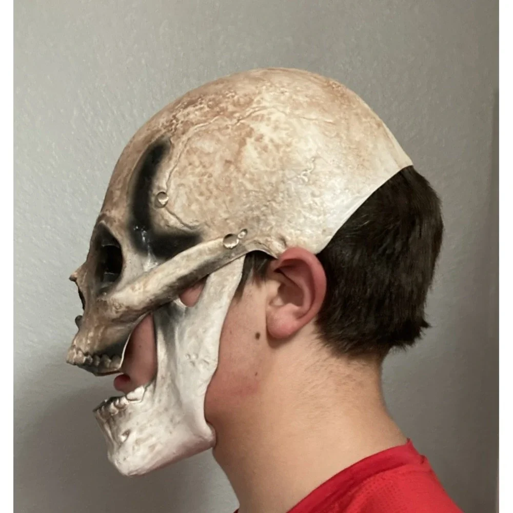 Creepy Halloween Full Head Skull Mask with Moving Jaw - Costume, Cosplay & More